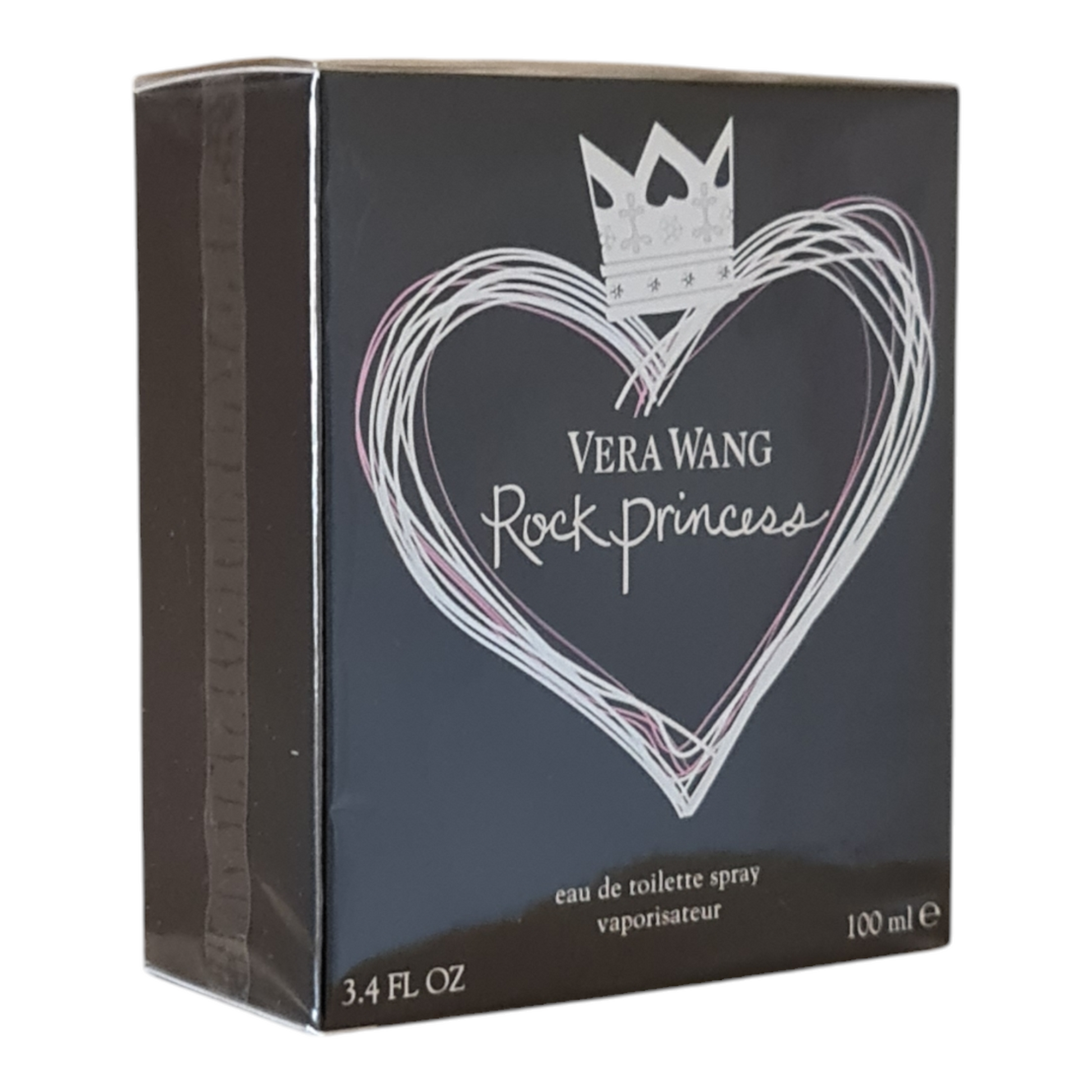 Vera Wang Rock Princess Eau De Toilette 100ml. Front angled photo of perfume box.