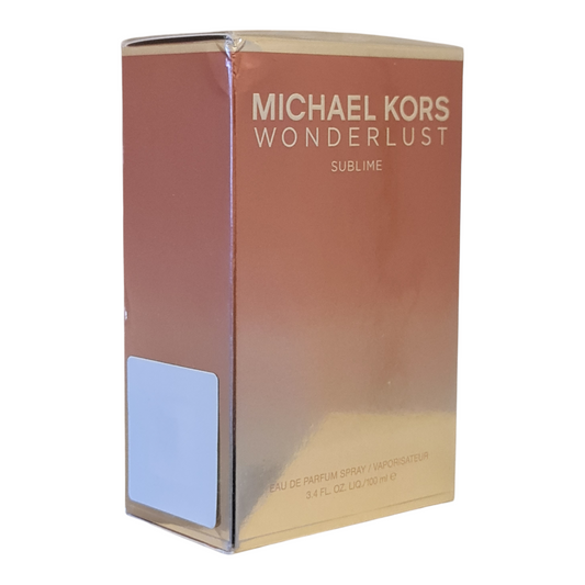 Michael Kors Wonderlust Sublime Eau de Parfum 100ml. Front angled photo of perfume box.