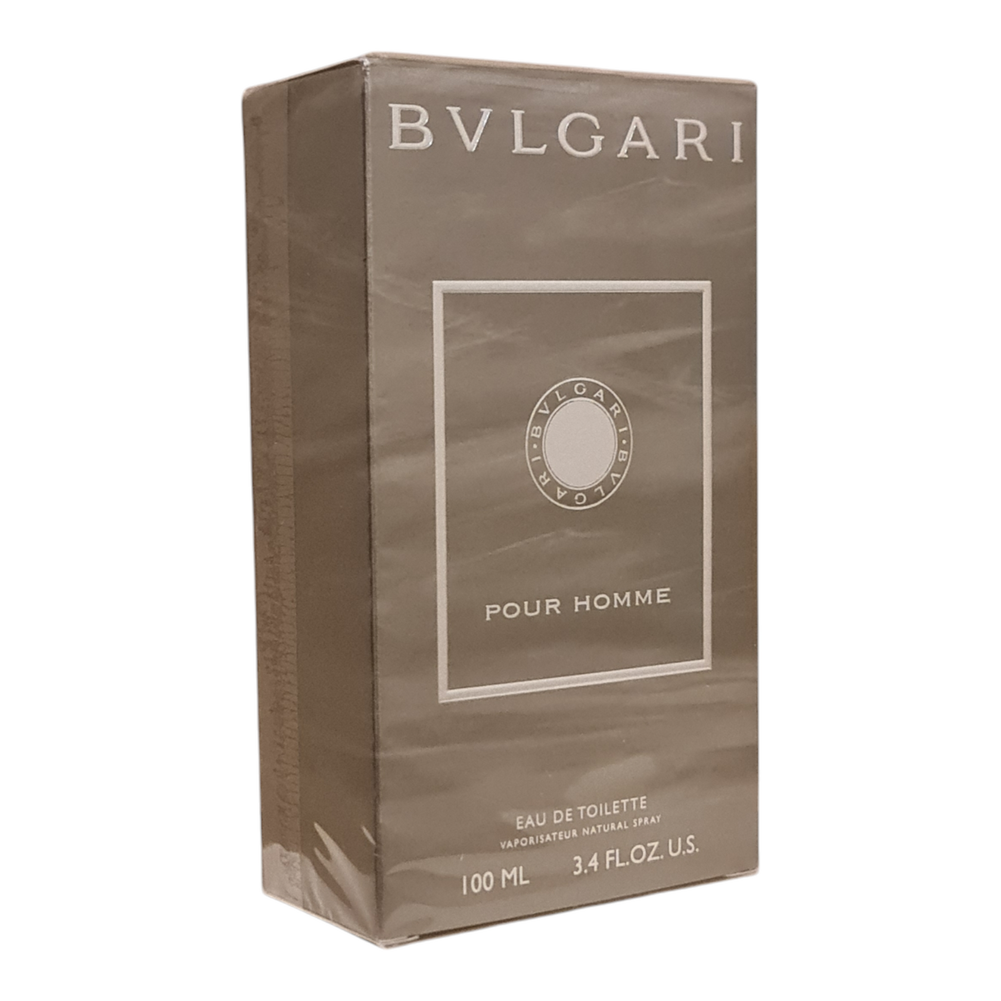 Bvlgari Pour Homme Eau de Toilette Spray 100ml. Front angled photo of cologne box.