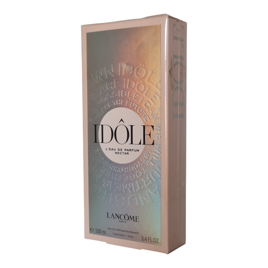 Lancome Idole Nectar Eau de Parfum 100ml. Front angled photo of perfume box.