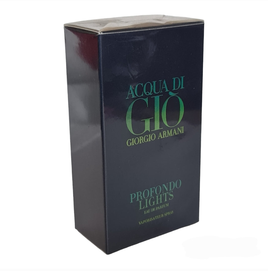 Giorgio Armani Acqua di Giò Profondo Light Eau de Parfum 75ml Pour Homme. Perfume and fragrance. Angled Image.