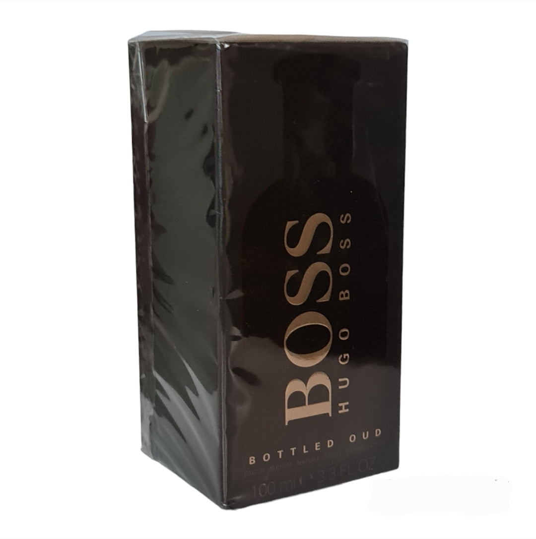 Hugo Boss Boss Bottled Oud Eau De Parfum Pour 100ml Pour Homme. Perfume and fragrance. Angled Image.