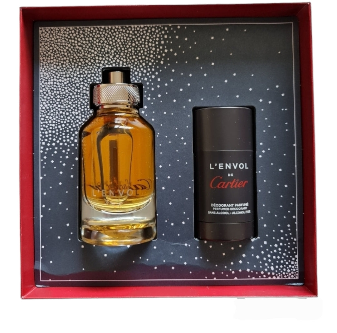 L'Envol de Cartier Gift Set - 80 ml EDP & 70 ml Deodorant Stick. Perfume and fragrance. Front Image.