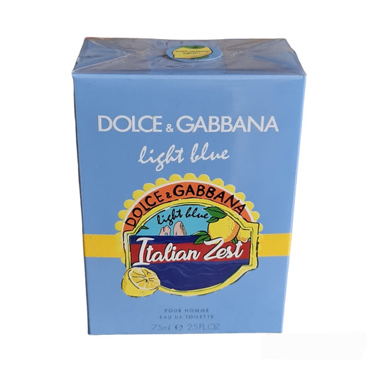 Dolce & Gabbana Light Blue Italian Zest Eau de Toilette 75ml.  Perfume and fragrance. Front Image.