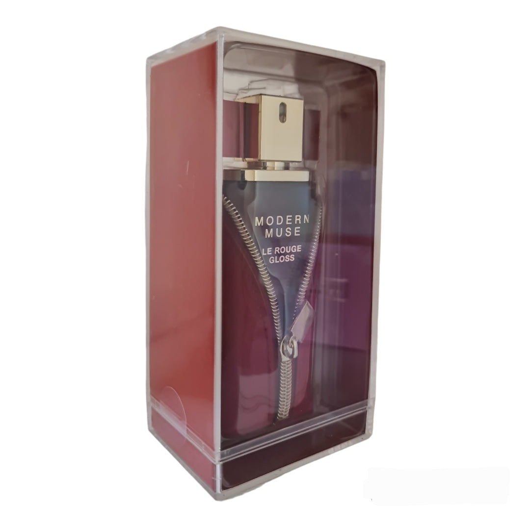 Estée Lauder Modern Muse Le Rouge Gloss Vinyl Edition Eau de Parfum 50ml. Front angled  photo, perfume, fragrance, cologne and scent.