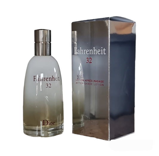 Dior Fahrenheit 32 Aftershave Lotion 100ml. See description. Front photo with bottle, perfume, fragrance, scent and cologne.