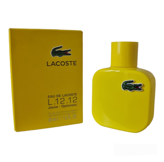 Lacoste Jaune Optimistic Eau de Toilette 50ml. Front photo, perfume, scent, fragrance and cologne