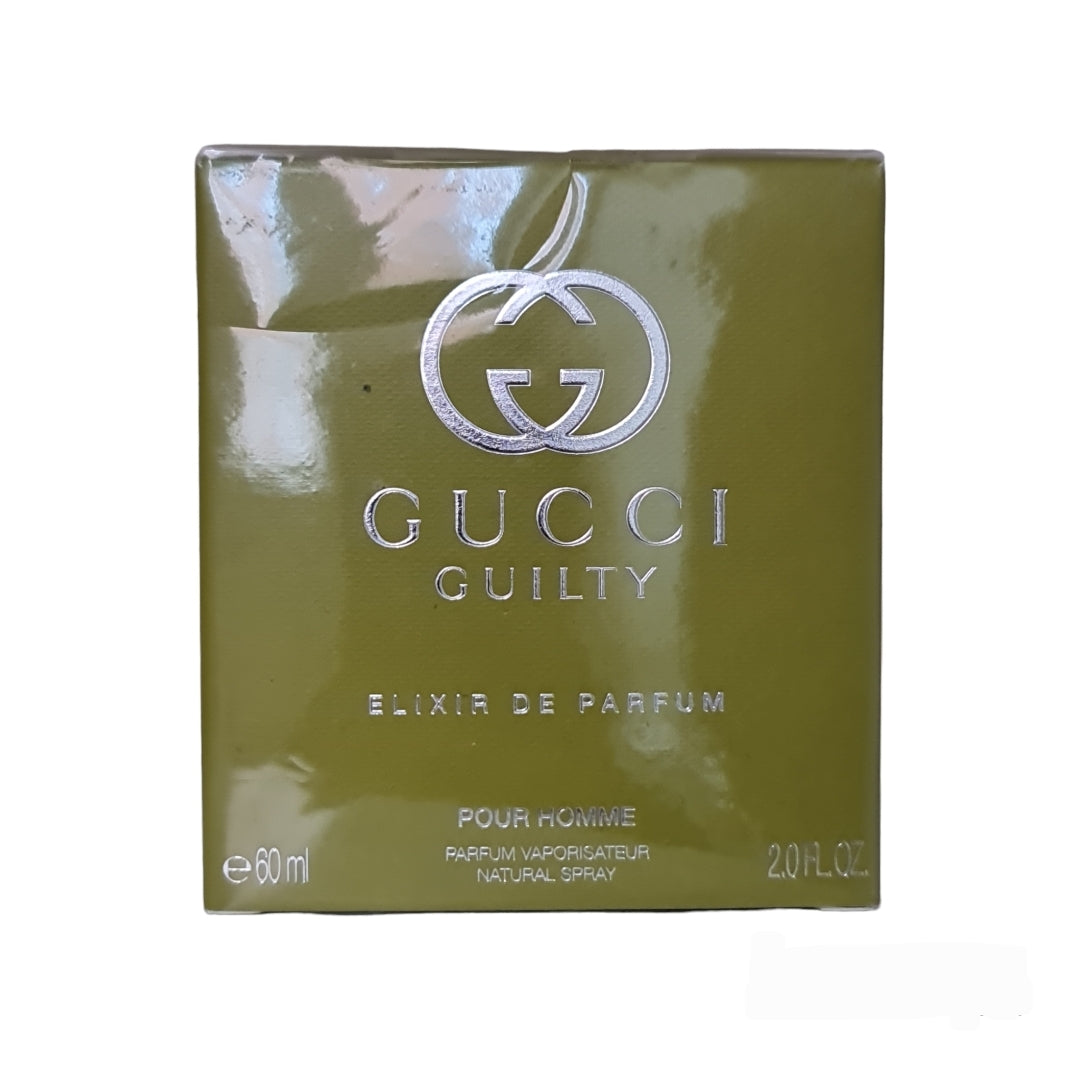 Gucci Guilty Elixir Pour Homme Elixir De Parfum 60ml. Front photo, scent, fragrance, perfume and cologne.