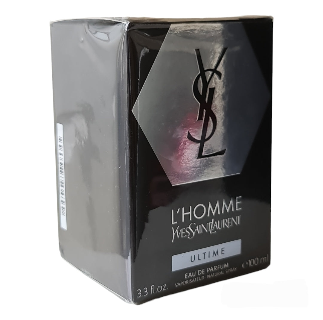 Yves Saint Laurent L'Homme Ultime Eau de Parfum 100ml. Front angled photo, perfume, cologne, scent and fragrance.