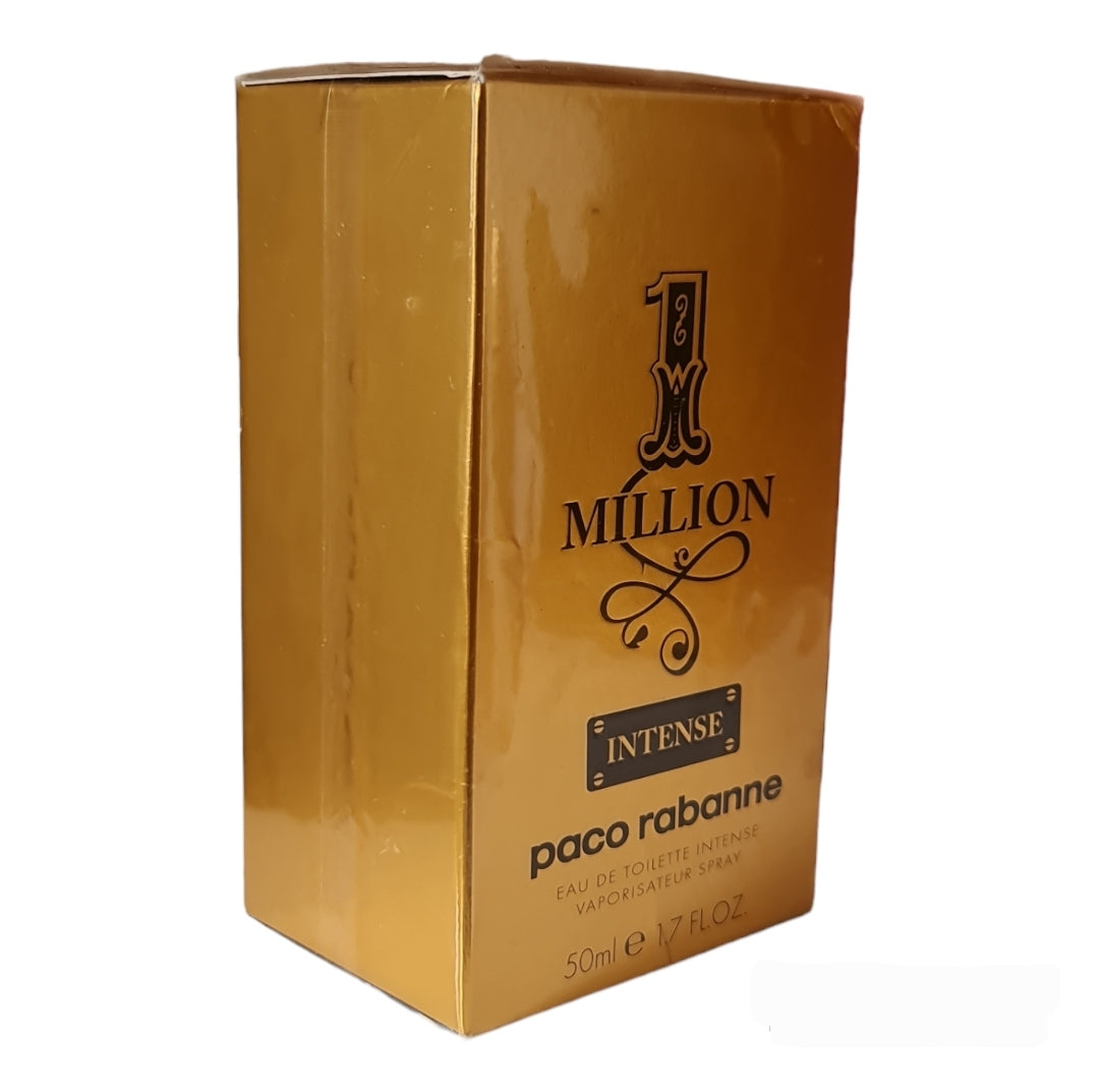 Paco Rabanne 1 Million Intense Eau De Toilette 50ml. Angled photo, perfume, scent, fragrance and cologne.