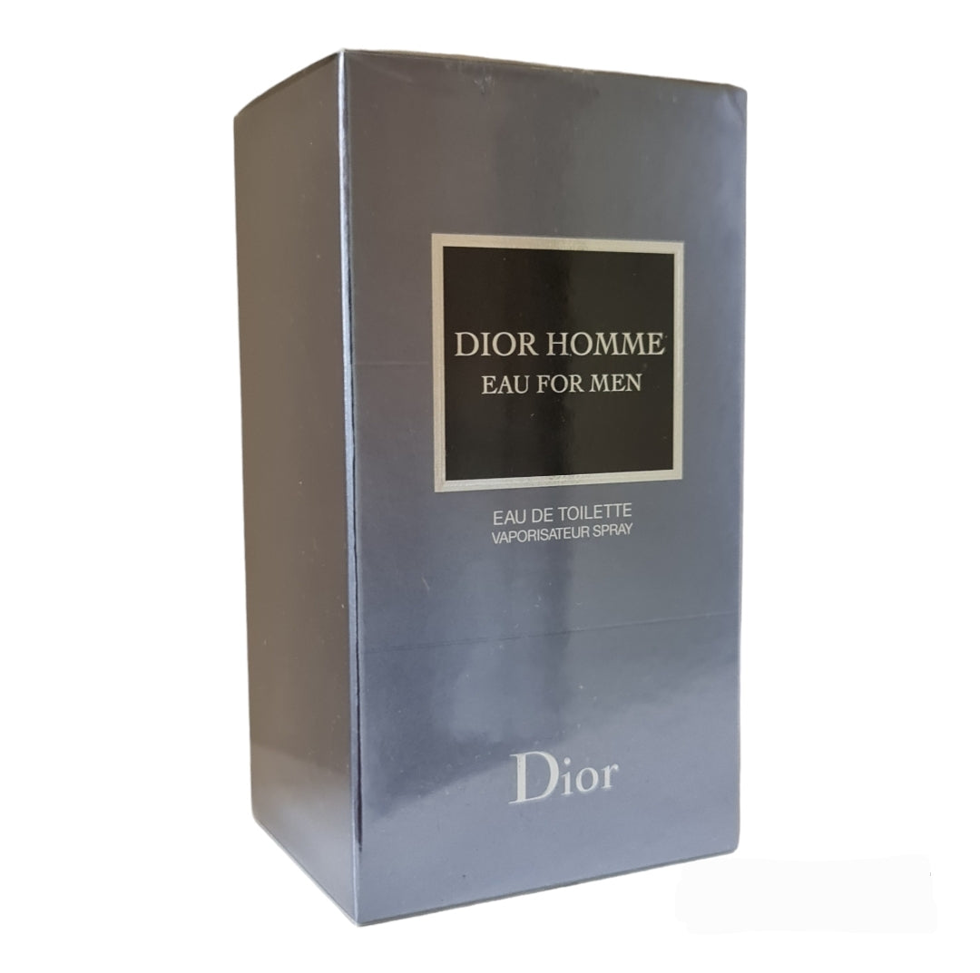 Dior Homme Eau For Men Eau De Toilette 100ml. Photo angled left to right, scent, perfume, fragrance and cologne.