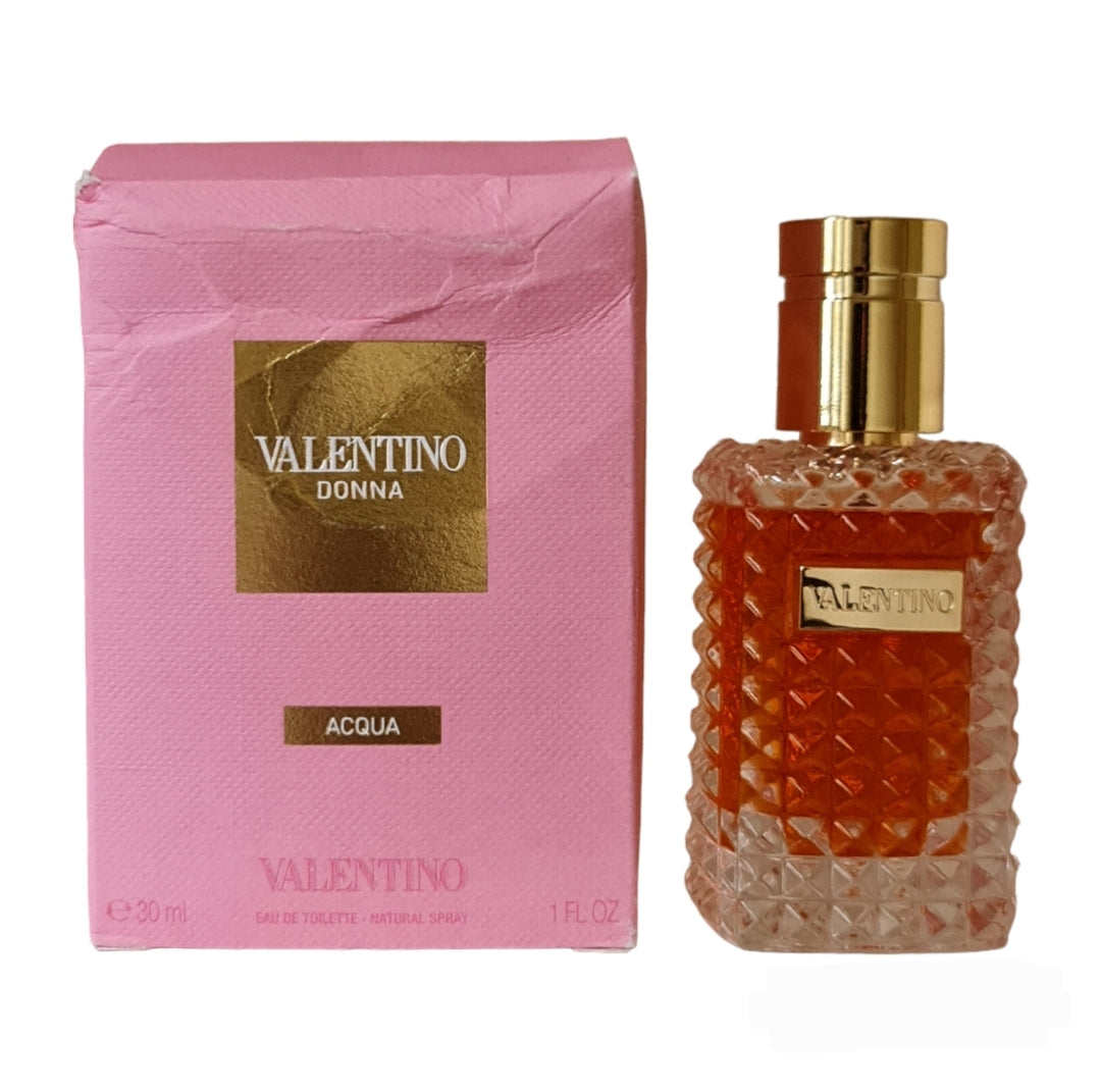 Valentino Donna Acqua Eau Toilette 30ml. Front photo showing box and bottle, perfume, fragrance, scent and cologne.