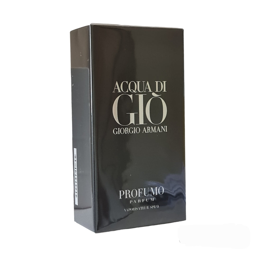 Giorgio Armani Acqua Di Profumo Parfum 180ml (Should be magnetic cap). Front angled image, perfume, scent, cologne and fragrance.