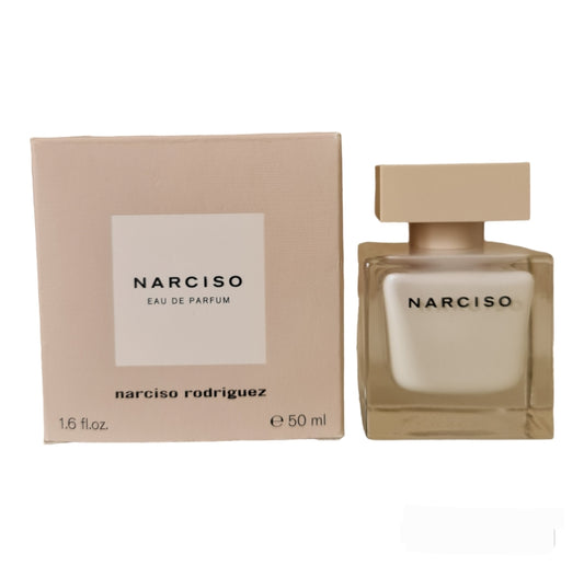 Narciso Rodriguez Eau De Parfum 50ml. Front photo showing box and bottle, perfume, scent, cologne and fragrance.