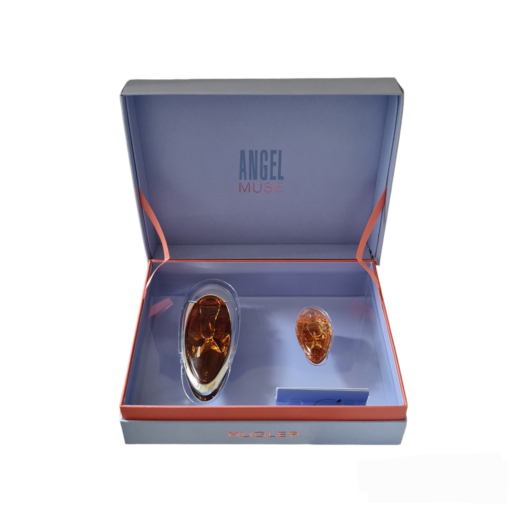 Mugler Angel Muse Eau De Parfum Gift Set. Imperfect Box. Front photo showing, perfume, scent, cologne and fragrance.