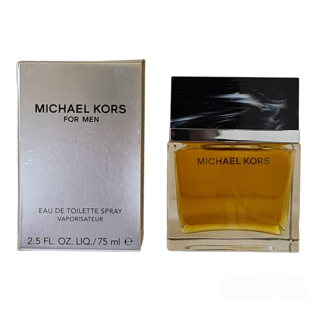 Michael Kors For Men Eau De Toilette 75ml (Original formulation). Front photo of box and bottle, perfume, fragrance, scent and cologne.