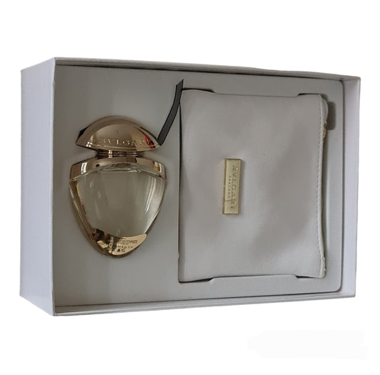 Bvlgari Mon Jasmin Noir The Essence of A Jeweller Eau De Parfum 25ml gift set. Front angled photo, perfume, fragrance, scent and cologne.