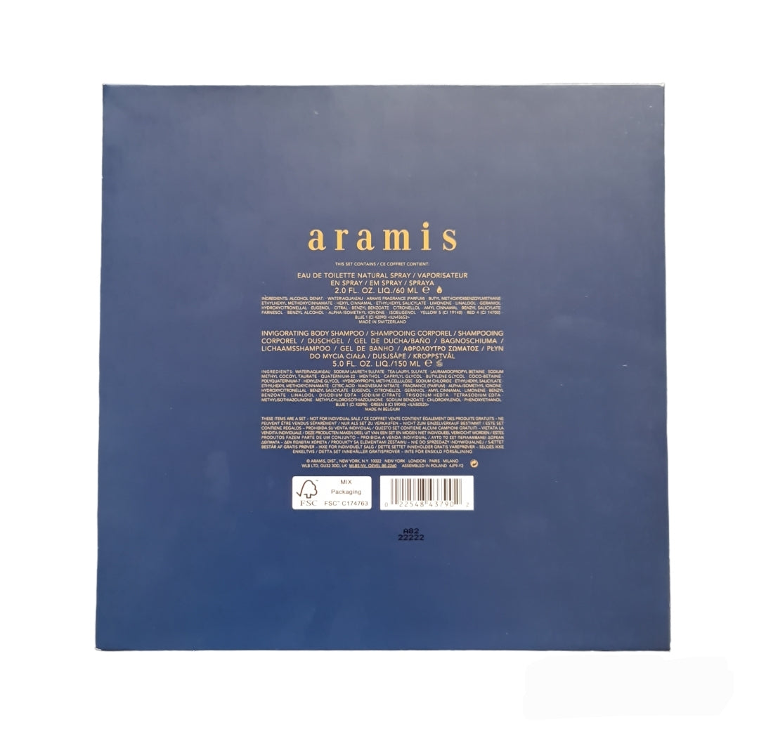 Aramis Eau De Toilette 60ml gift set. See description. Back of box photo, perfume, fragrance, cologne and scent.