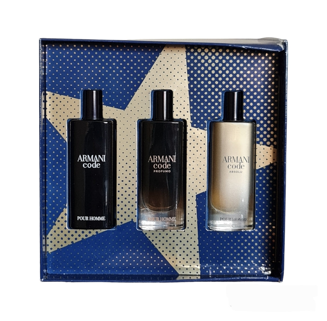 Giorgio Armani 3 x 15ml Spray Travel/Gift Set. Front photo fragrance.