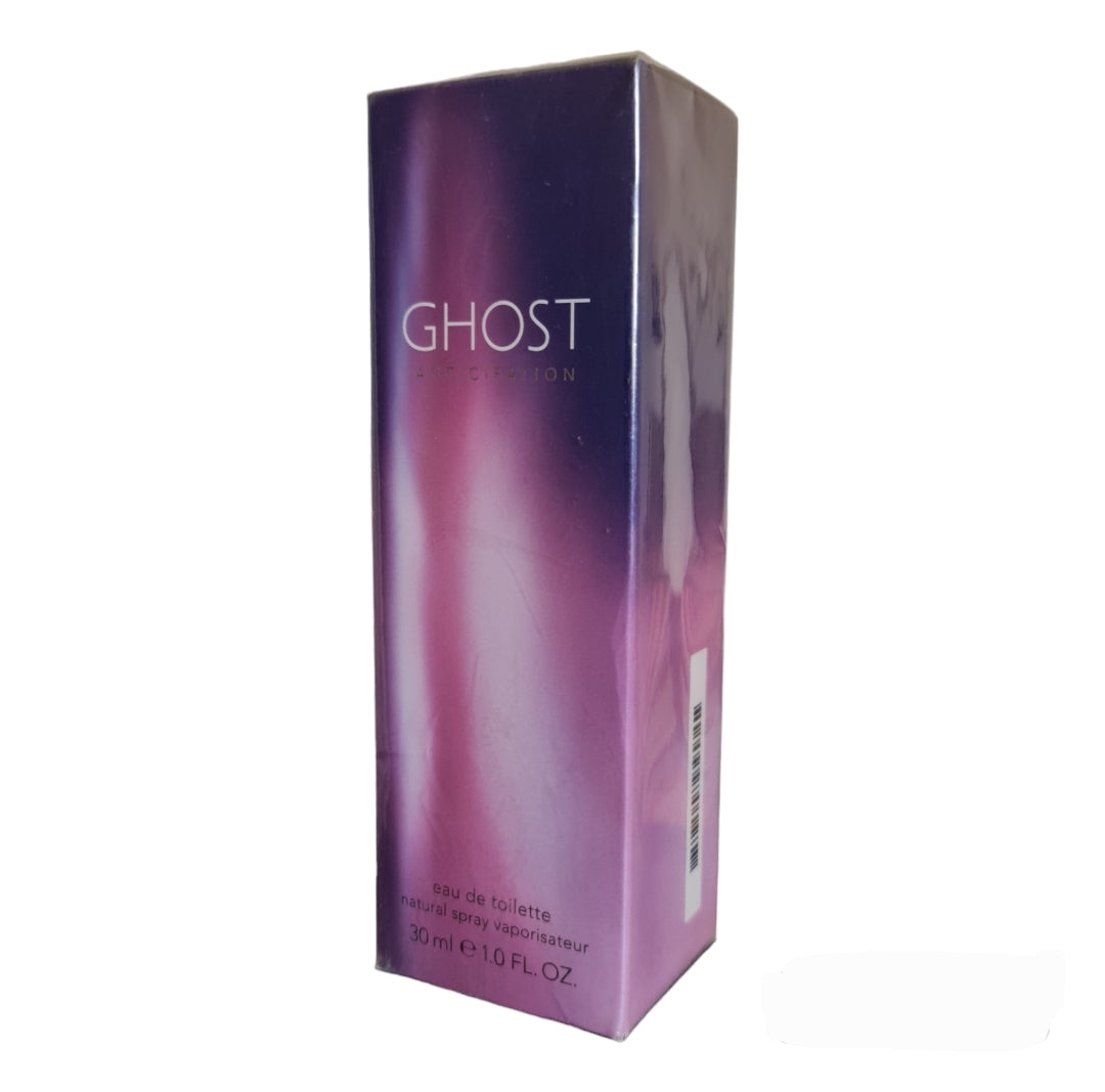 Ghost Anticipation Eau De Toilette 30ml. Front angled photo, perfume, scent, fragrance and cologne.