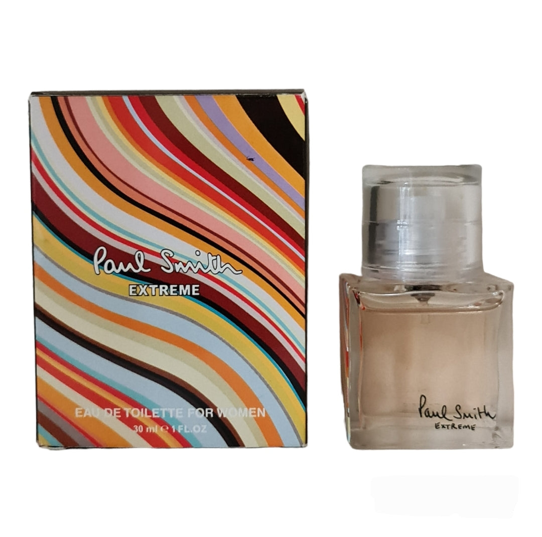 Paul Smith Extreme Women Eau de Toilette 100ml. Photo of box and bottle, perfume, fragrance, scent and cologne.