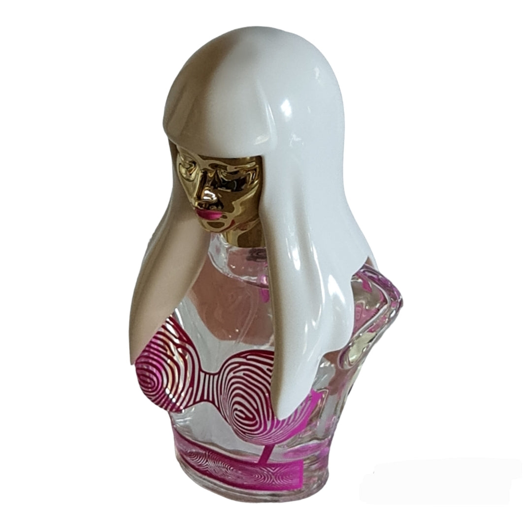 The Pinkprint by Nicki Minaj Eau de Parfum 50ml. See description, no box. Front angled photo of bottle, perfume and fragrance.