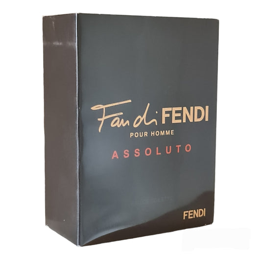 Fan Di Fendi Pour Homme Assoluto Eau De Toilette 100ml. Perfume box photo at a angle.