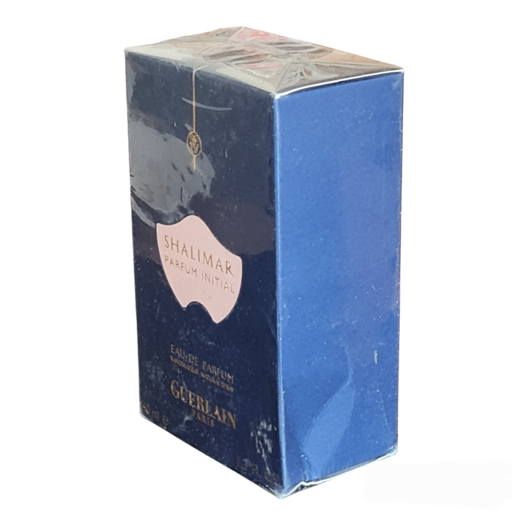 Guerlain Shalimar Parfum Initial Eau De Parfum 40ml. Imperfect box. Photo showing imperfection in perfume box.