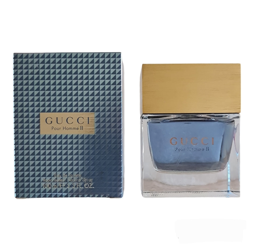 Gucci Pour Homme II (2) Eau De Toilette 100ml. Photo of perfume bottle and box.