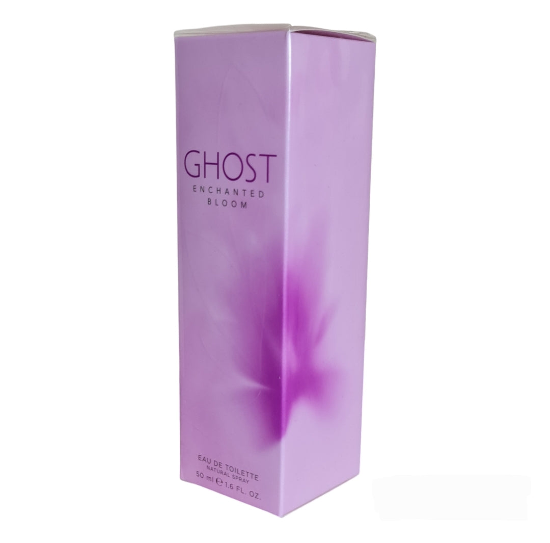 Ghost Enchanted Bloom Eau De Toilette 50ml. Perfume box at a angle photo two.