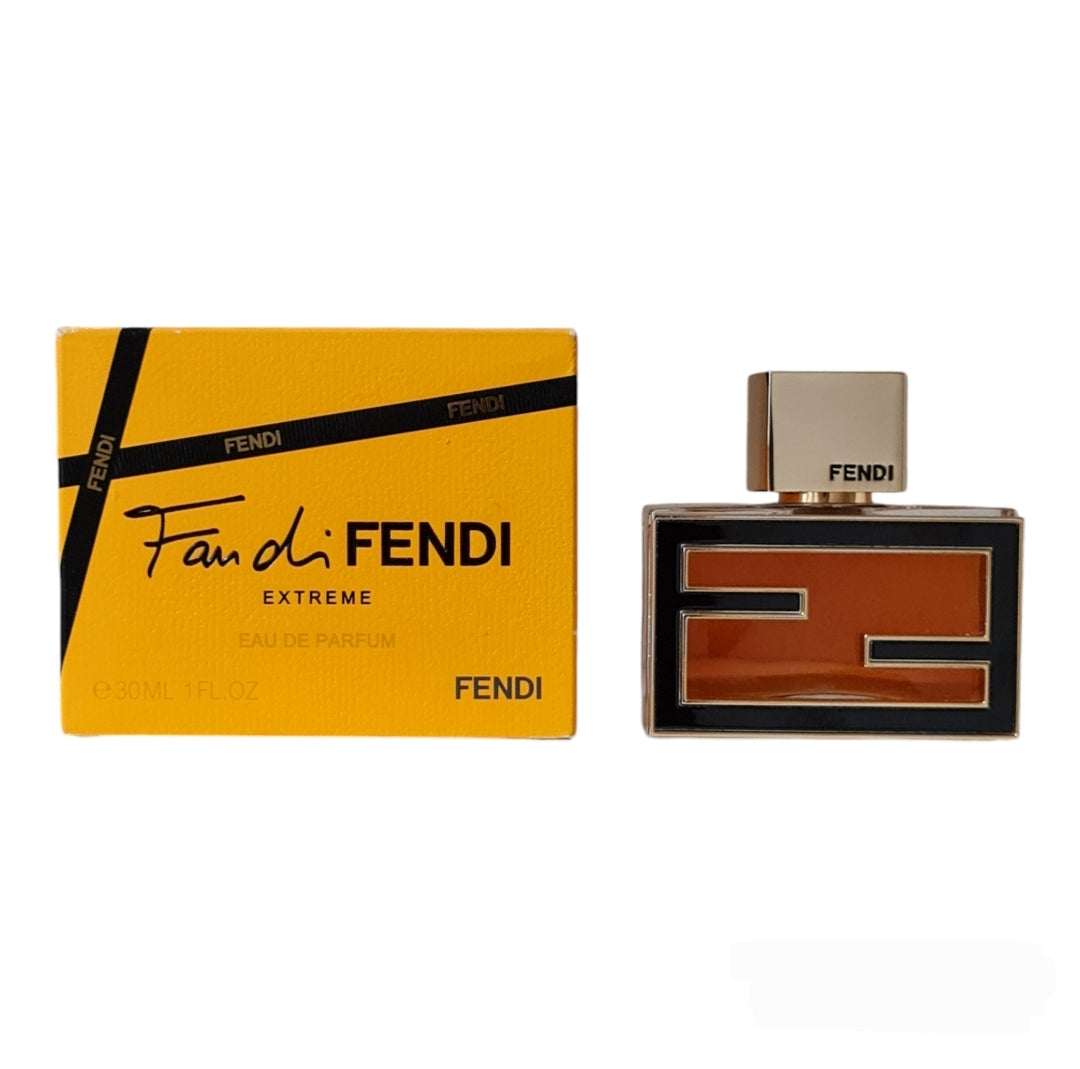 Fan Di Fendi Extreme Eau De Parfum 30ml. Photo of perfume box and bottle side by side.