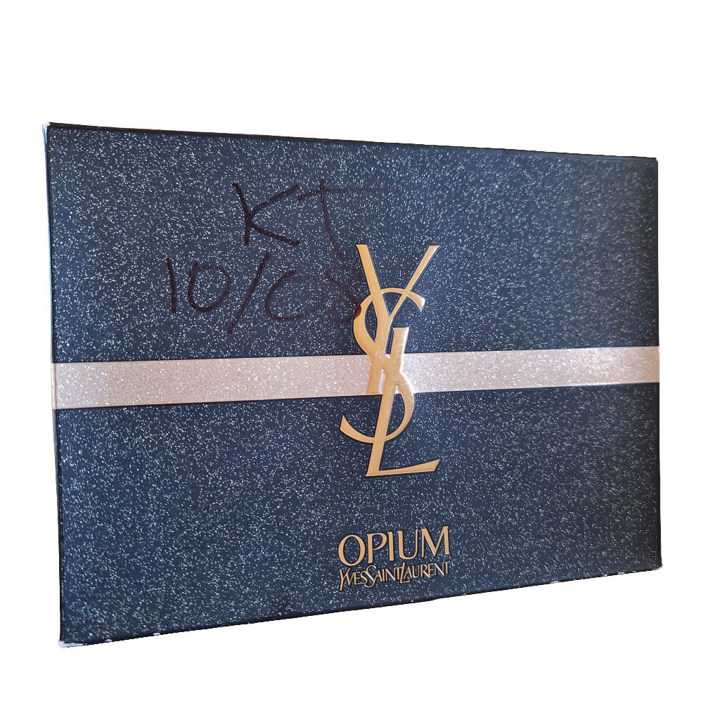 Front of box showing the marker pen writing.