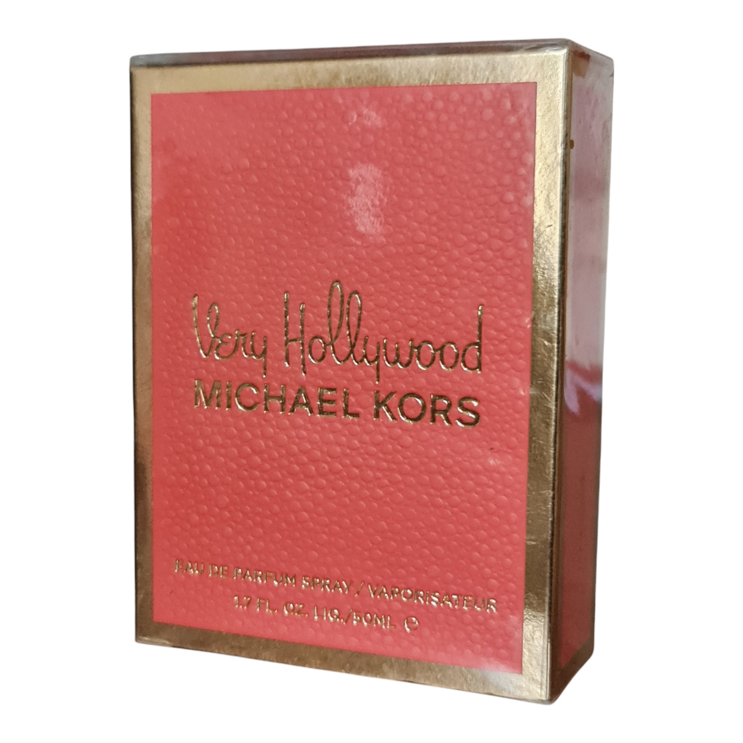 Michael Kors Very Hollywood Eau de Parfum 50ml. Front angled photo of perfume box.