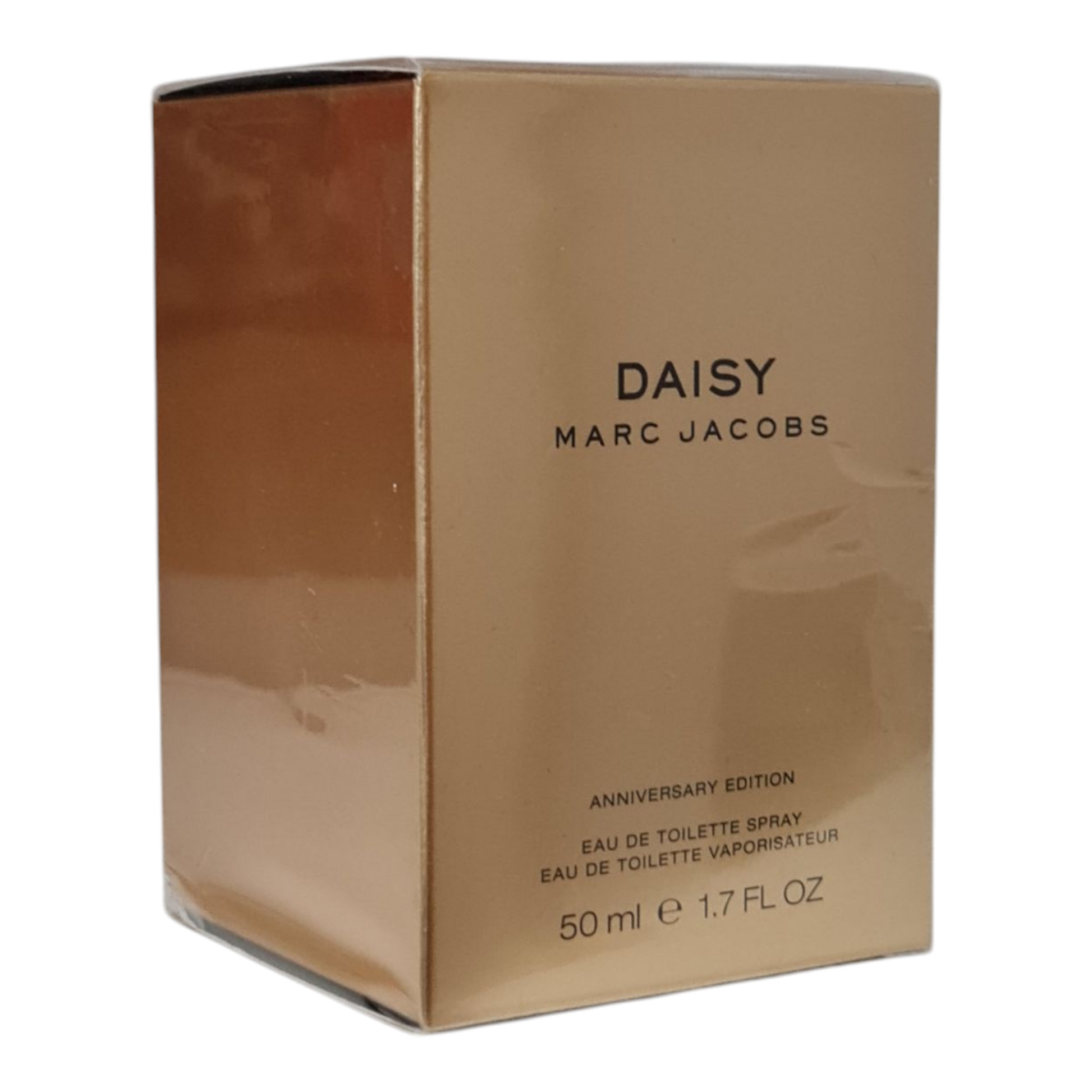 Marc Jacobs Daisy Anniversary Edition Eau de Toilette 50ml. Imperfect Box. Front angled photo of perfume box.