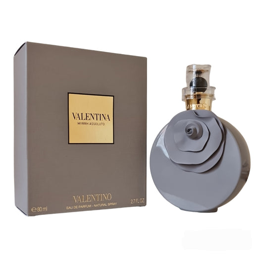 Valentino Valentina Myrrh Assoluto Eau De Parfum 80ml. Box and bottle photo, perfume, fragrance, scent and cologne.