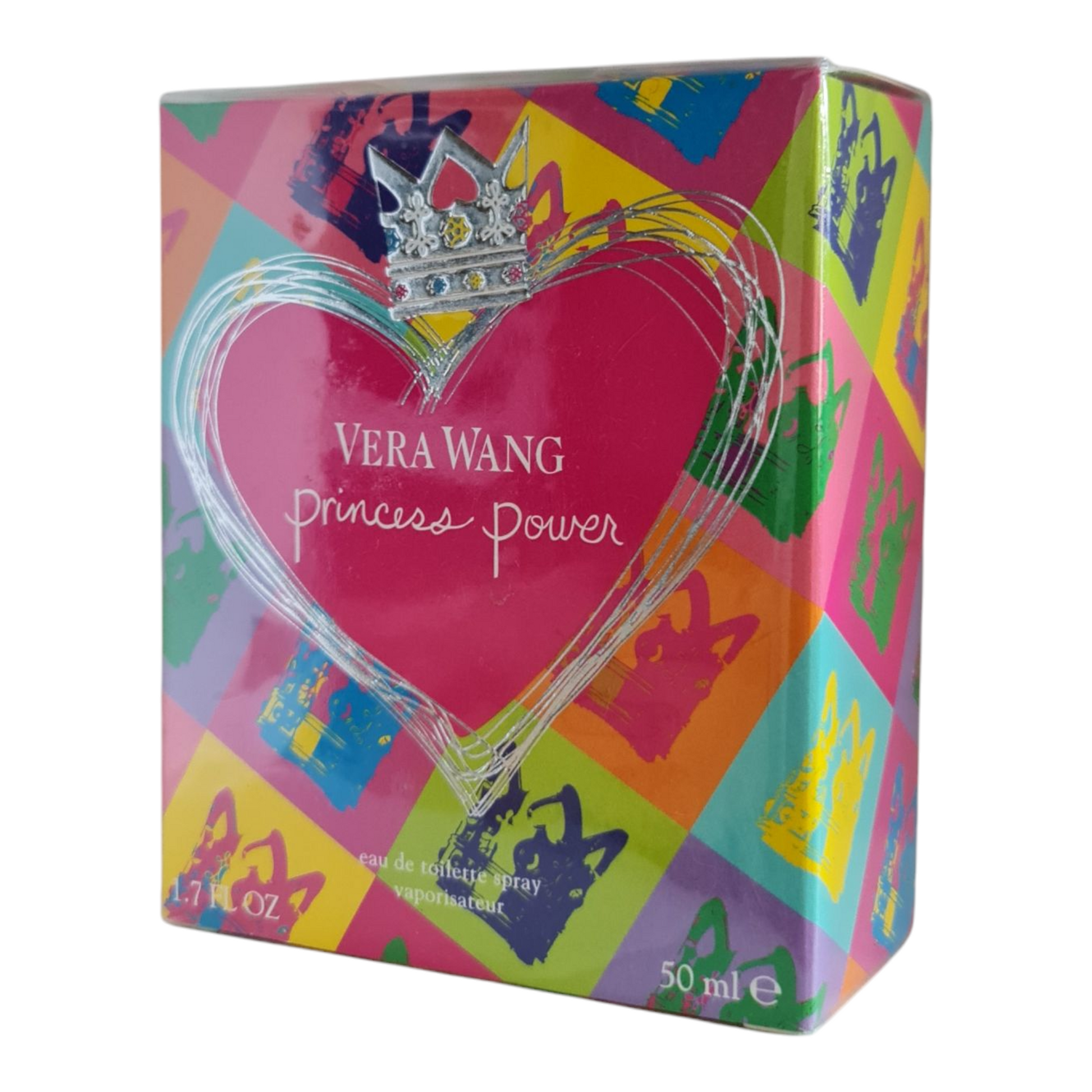 Vera Wang Princess Power Eau De Toilette 50ml. Front angled photo of perfume box.