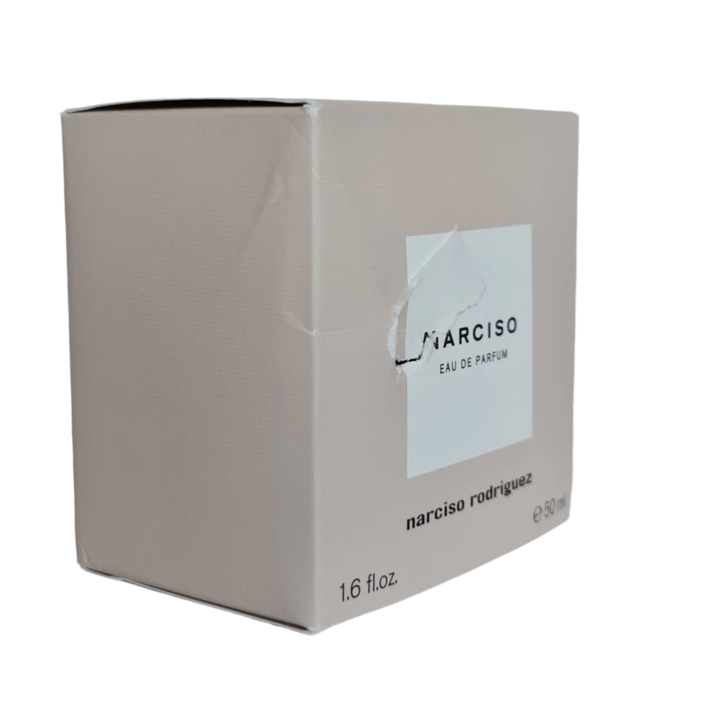 Photo of perfume box at a angle.