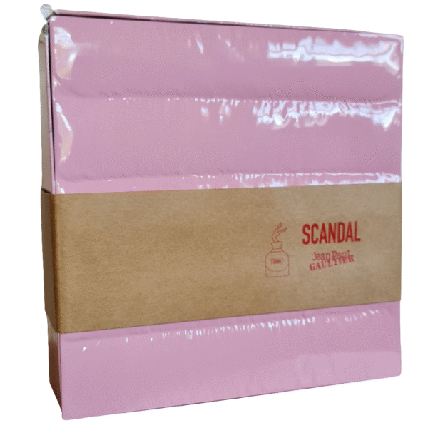 jean paul gaultier scandal eau de parfum 50ml gift set. Front of gift box.