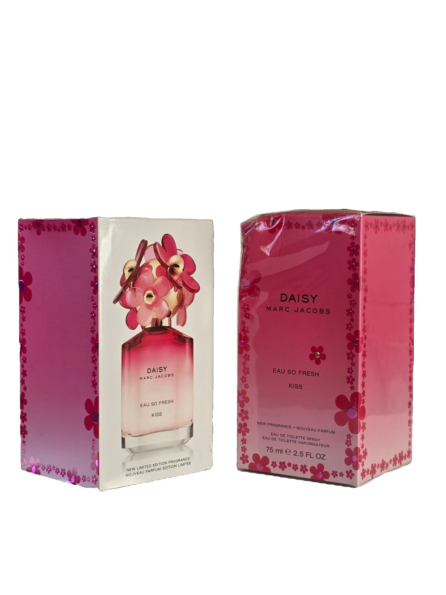 marc jacobs daisy eau so fresh kiss eau de toilette 75ml marc jacobs daisy eau so fresh kiss eau de toilette 75ml. Sleeve and box at a angle photo.