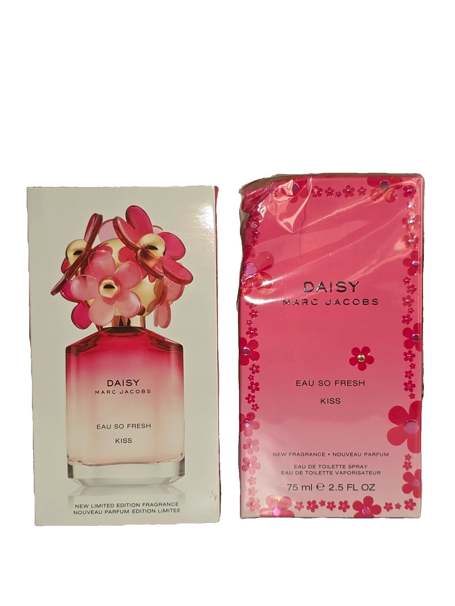 marc jacobs daisy eau so fresh kiss eau de toilette 75ml marc jacobs daisy eau so fresh kiss eau de toilette 75ml. Sleeve and box side by side.