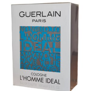 Guerlain L’Homme Ideal Cologne Eau de Toilette 100ml. Front angled photo of box.