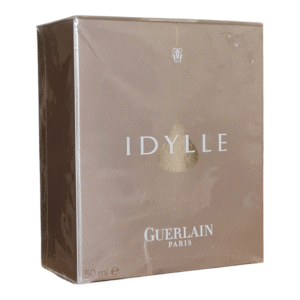 guerlain idyelle eau de parfum 50ml. vintage batch. front angled photo of perfume box.