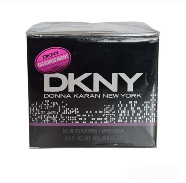 DKNY Delicious Night Eau de Parfum 100ml. Front photo of perfume box..