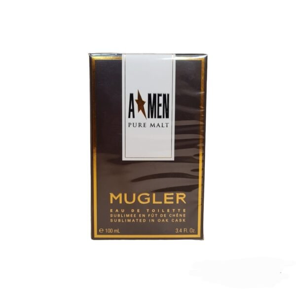 mugler pure malt eau de toilette 100ml. Photo showing the front of fragrance box.