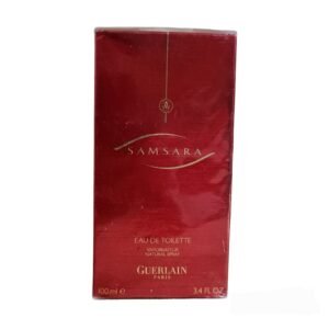 guerlain samsara eau de toilette 100ml. Front of box photo.