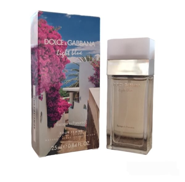 dolce&gabbana light blue escape to panarea eau de toilette 25ml Bottle and box side by side