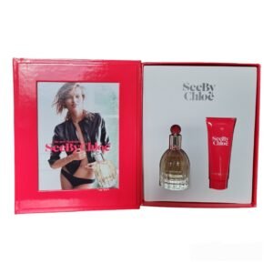 see by chloe eau de parfum 50ml 2 piece gift set. Photo showing inside of gift box.