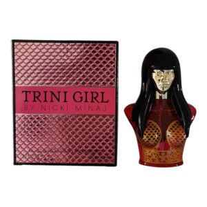 Trini Girl By Nicki Minaj Eau De Parfum 30ml. Imperfect Box. Photo of perfume box and bottle side by side.