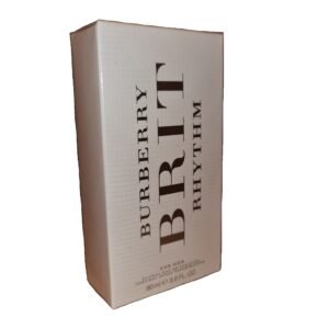 Burberry Brit Rhythm Floral For Her Eau de Toilete 90ml. Front angled photo of perfume box.