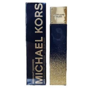 michael kors midnight shimmer eau de parfum 100ml. bottle and box side by side photo.